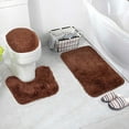 thumbnail image 4 of 3 Pc Embroidery Design Bathroom Bath Mat Set Includes 1 Mat 1 Lid Toilet Cover 1 Bath Mat Ultra Absorbent Backings Cotton Shower Rugs Quickly and Efficiently and Absorbing Excess, 4 of 5