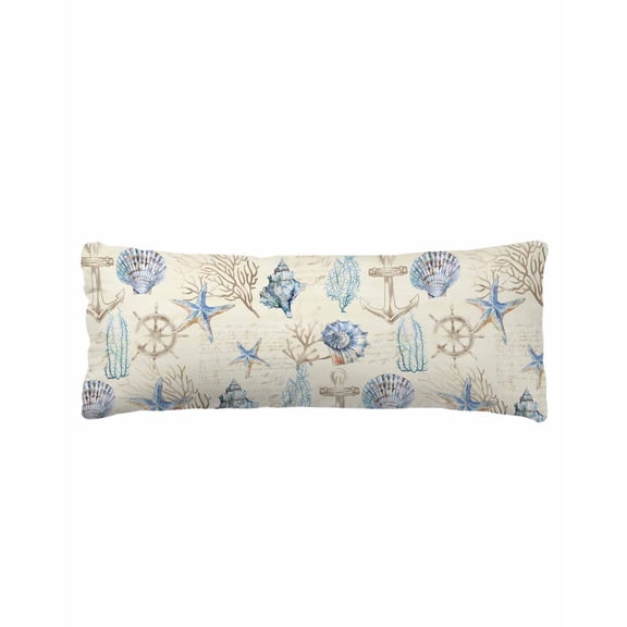 Vintage Beach Coral Starfish Shell Body Pillow Cover, Pillowcase Protectors with Zipper, Breathable Decorative Throw Pillow Case Cover, Pillow Shams for Couch Sofa 20x54Inch