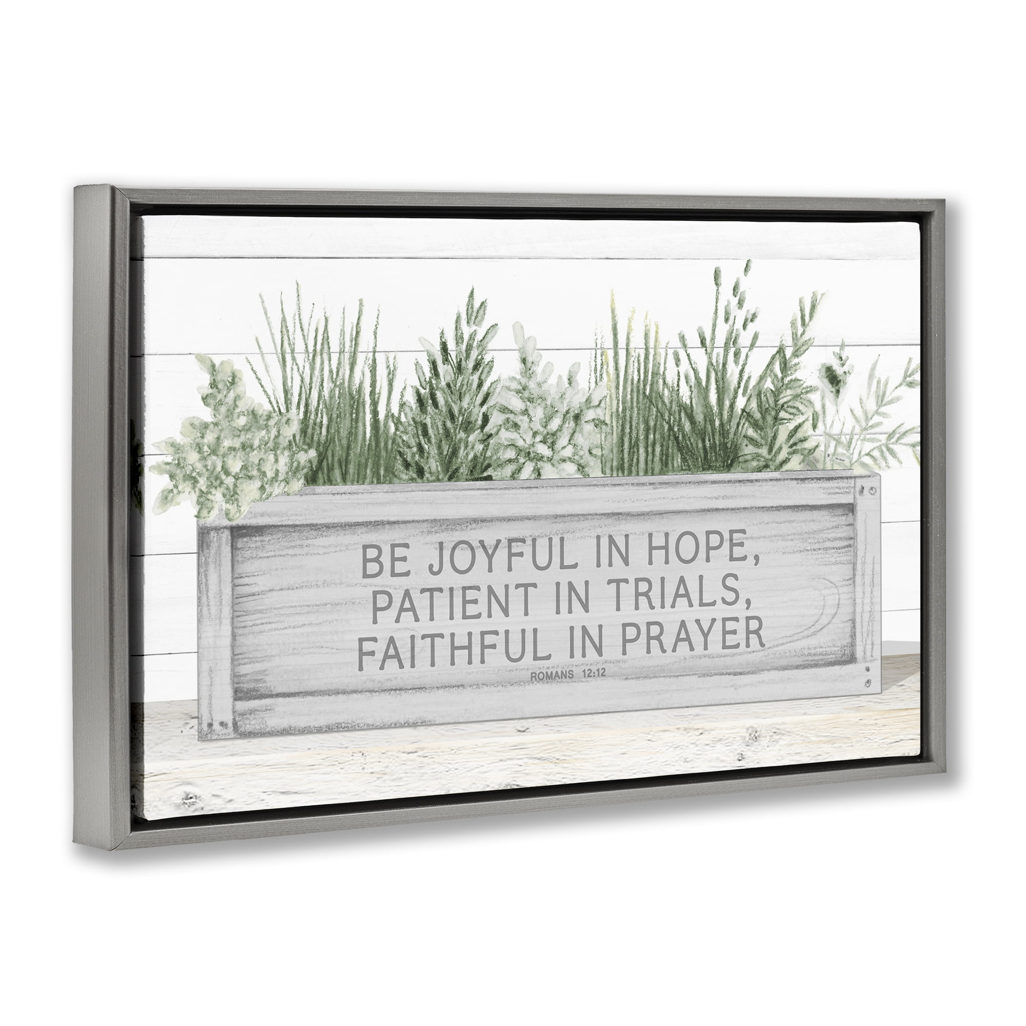 Stupell Industries Be Joyful Flower Box Gray Framed Floater Canvas Wall Art, design by Janice Gaynor