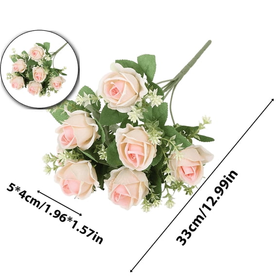 VQPeo Artificial Silk Flowers Realistic Roses Bouquet Long Stem for Home Wedding Decoration Party(Pink)