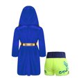thumbnail image 2 of Rswnyirn Kids Boys Boxing Robes Costume Satin Hooded Boxing Robe with Belt and Muay Thai Shorts Set Royal Blue&Fluorescent Green 12, 2 of 5