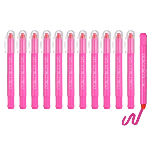 Uxcell 12Pack Gel Highlighters, Highlighters Pens Wax Crayon Neon Clear View Bright Marker Pen Twist Up Gel Stick Cute Pastel for Home Office Study Journaling Supplies, Pink