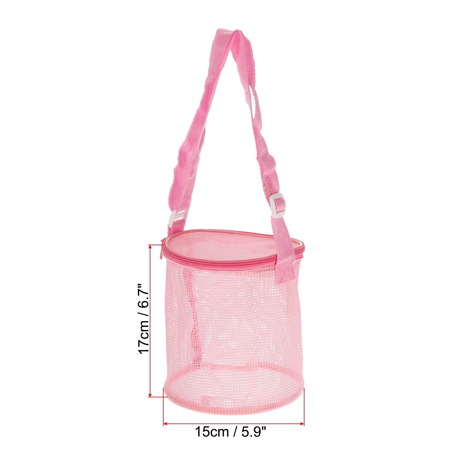 Unique Bargains Sand Backpack Shells Collecting Tote Bags with Zipper Pink 5.91"x6.69"