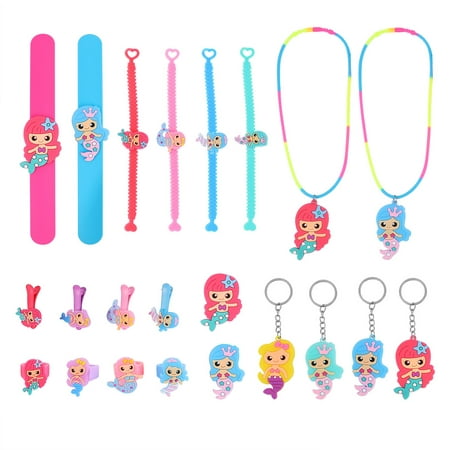 

22pcs Mermaid Children Jewelries PVC Cartoon Jewelry Toys Party Supplies Gift (Random Color)