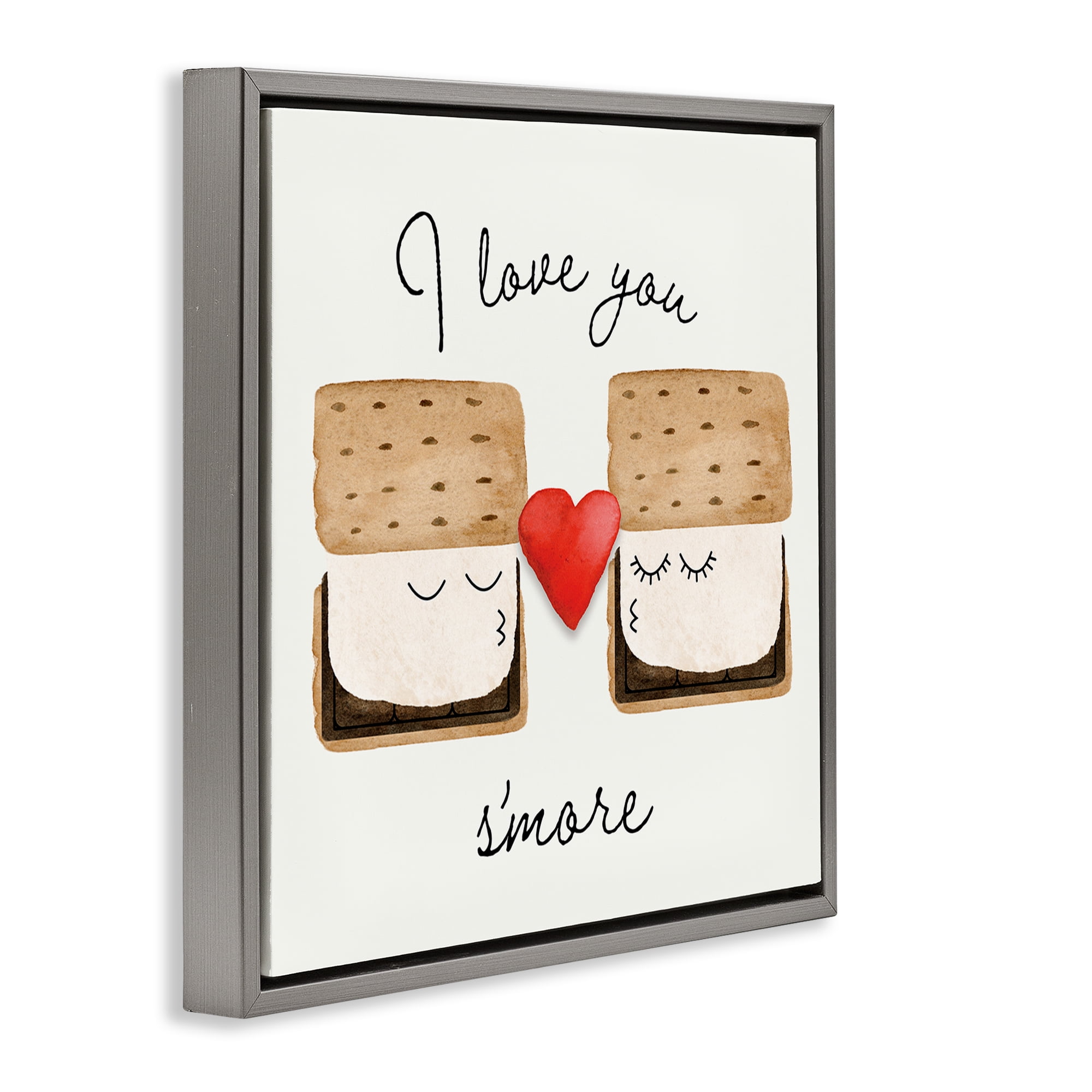 Stupell Industries Love You S'more Food & Beverage Painting Gray Floater Framed Canvas Art Print Wall Art, 18 x 18