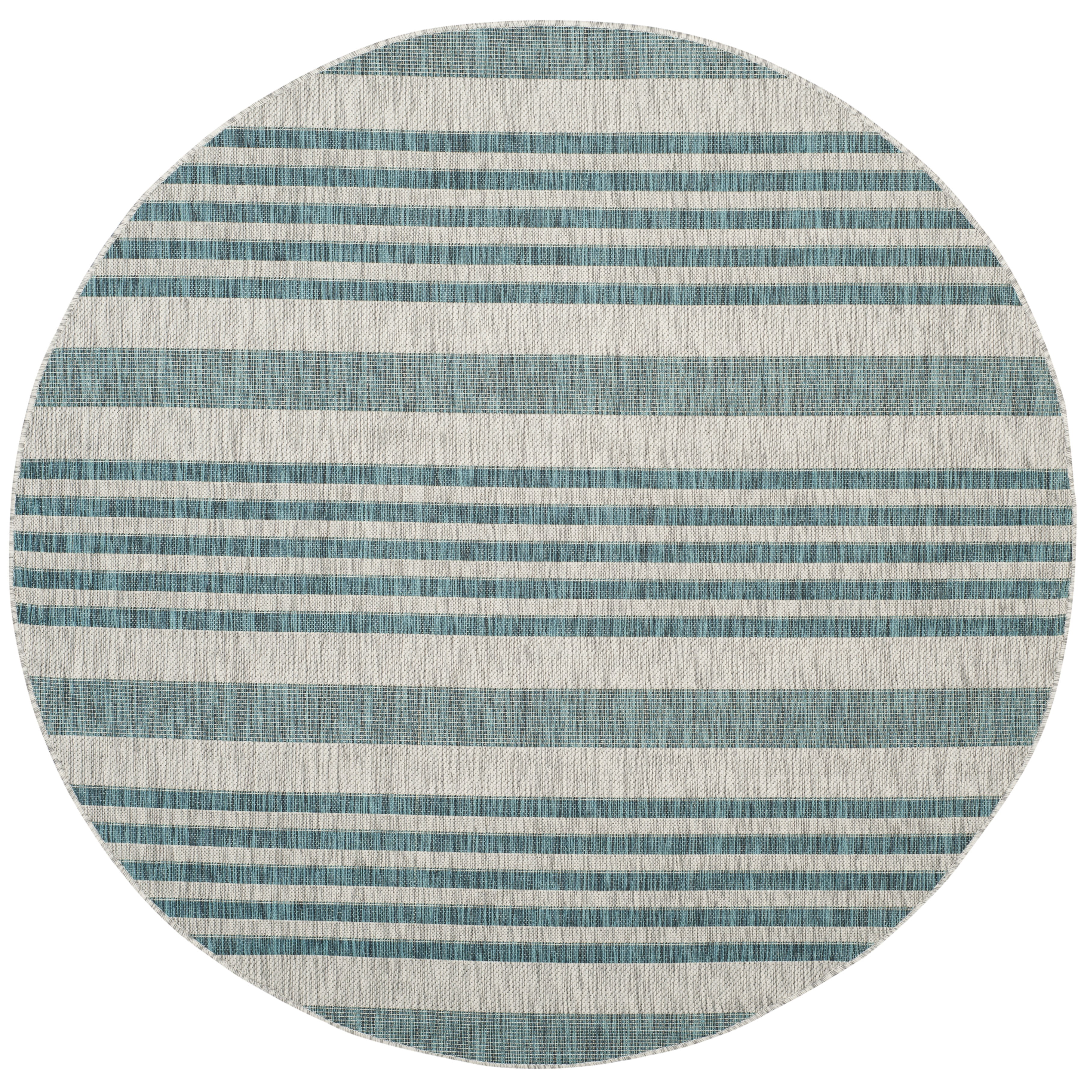 Safavieh Courtyard Patrice Striped Indoor/Outdoor Area Rug, Gray/Blue, 6'7" x 6'7" Round
