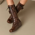 thumbnail image 4 of SACFOF Stylish Women Victorian Boots Low Kitten Heel Mid Calf Boots Lace Up Cute Bow Boots for Ladies Witch Shoes, 4 of 6