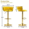 thumbnail image 2 of UIXE 360° Swivel Bar Stools Velvet Upholstered Adjustable Bar Chairs Set of 2 with Back & Footrest for Home and Kitchen, Yelloe, 2 of 6