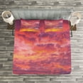 thumbnail image 3 of Ambesonne Sky Quilted Bedspread Set 3 Pcs, Sunset Clouded Weather, Queen Size, Coral Dried Rose Orange, 3 of 3
