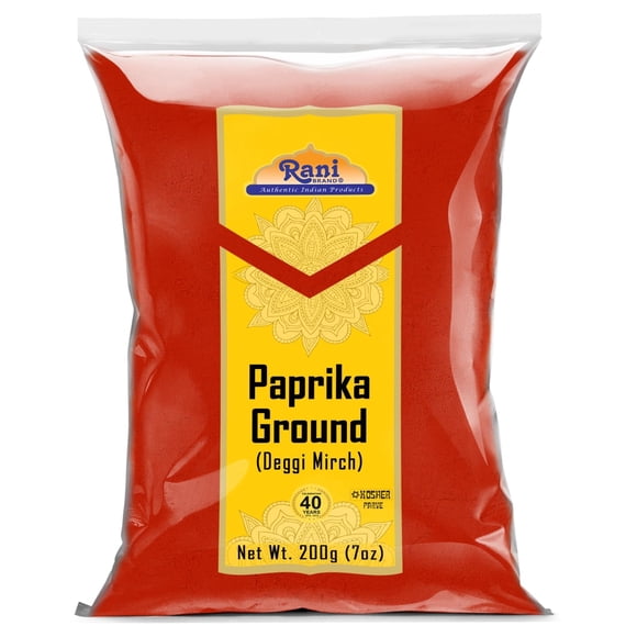 Rani Poudre d'Épice de Paprika (Deggi Mirch, Faible Piquant), Moulue 7oz (200g) - Tout Naturel, Sans Sel / Végétalien / Sans Colorants / Compatible avec le Sans Gluten / non-OGM / Casher / Origine Indienne