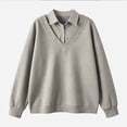 thumbnail image 4 of Ohufall Oversized Two-In-One Sweater for Women, Deep V Neck Built-In Collar Casual Layering Top, 4 of 6