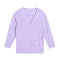 thumbnail image 4 of Women's 3/4 Sleeve Cropped Knit Sweater Cardigan Solid Color Button Down V-Neck Tops Casual Lightweight Sweaters Tops, 4 of 5
