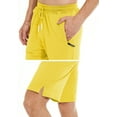 thumbnail image 2 of QPNGRP Men's Workout Stretch Shorts Casual Drawstring Elastic Zipper Pockets Yellow 36, 2 of 8