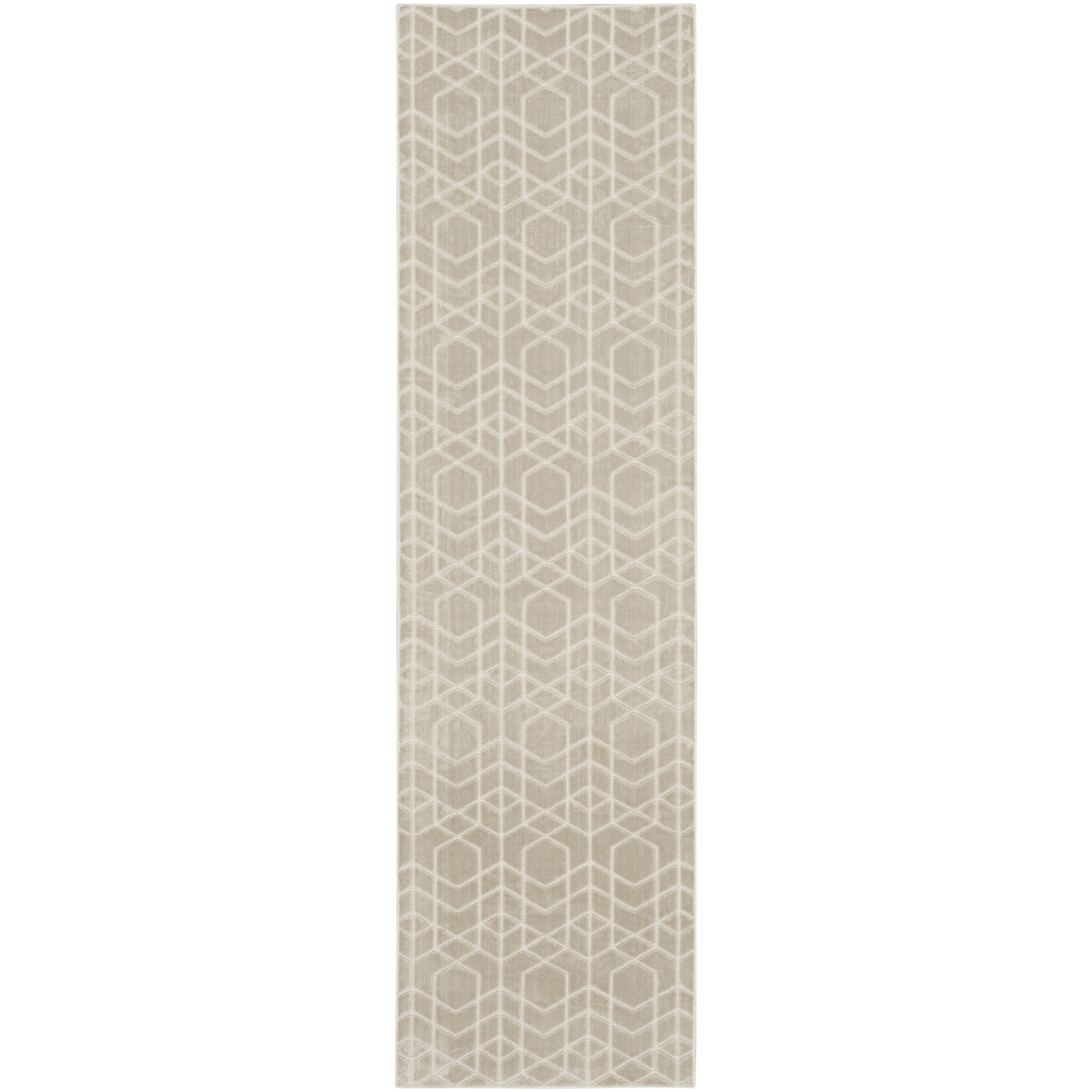 Nourison Washable Charm 2' x 6' Silver Ivory Modern Indoor Rug