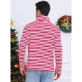 thumbnail image 3 of DARING DIVA Men's Striped Turtleneck Long Sleeves Pullover Stripes T-Shirt M Red White, 3 of 6