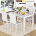 thumbnail image 3 of Baxluxe Marble Dining Table Set for 4, Faux Marble Kitchen Table and Chairs Set, Rectangle Dining Table with 4 Leather Dining Chairs, 5 Pieces Dinette Sets for Breakfast Nook, Apartment, White, 3 of 7