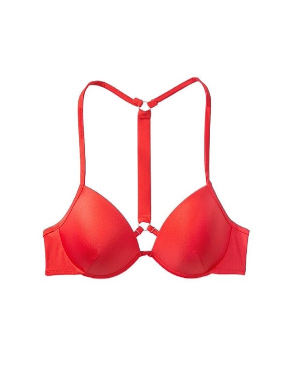 Women's Shine Strap Full Coverage Push-Up Bikini Swim Top Lipstick Red 36DD NWT
