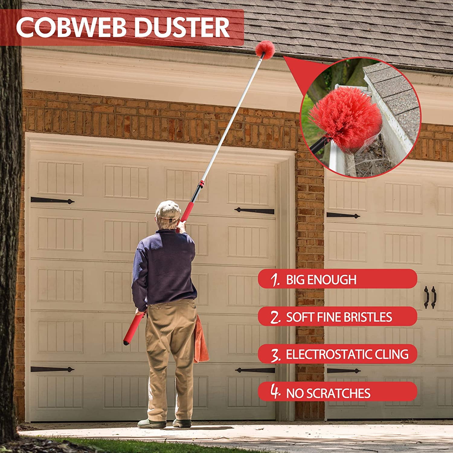 20 Foot High Reach Duster Kit with 5-12 Ft Extension Pole, Window