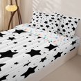 thumbnail image 3 of Manfei Cartoon Stars Zipper Twin Comforter Sets with Fitted Sheet and 2 Pillowcases,Kawaii Polka Dot Zipper Bedding Set,White Black,Colorful Stars Reversible,4pcs, 3 of 8