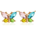 thumbnail image 2 of 1 Pair Butterfly Earrings Colored Zirconia and Diamond Butterfly Earrings Unique Design Earrings Creative Personal Earrings Trendy Simple Earrings for Women Birthday Festival Elegant Jewelry Gifts, 2 of 4