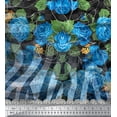 thumbnail image 3 of Soimoi Poly Georgette Fabric Leaves & Rose Panel Decor Fabric Printed Yard 42 Inch Wide, 3 of 5
