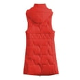 thumbnail image 4 of Breezora Women's Detachable Hood Mid Length Quilted Vest Warm Stylish Winter Padded Sleeveless Coat XXL Size Red, 4 of 5