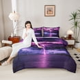 thumbnail image 4 of Homewish Boys Girls Purple Lightning Full Size Comforter Sets 3-Piece,Abstract Gradient Bedding Comforter Set,Natural Disaster Lightweight Bedding Sets,Microfiber Bedroom Decor,Reversible, 4 of 8