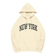 thumbnail image 4 of Shadoumai Women new york Graphic Print Hooded Sweatshirt Long Sleeve Pullover Casual Streetwear Top with Pocket Fall Winter Clothes, 4 of 4