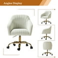 thumbnail image 3 of Velvet Home Office Desk Chair Rolling Vanity Armchair Computer Swivel Chairs Adjustable Adult Ivory, 3 of 12