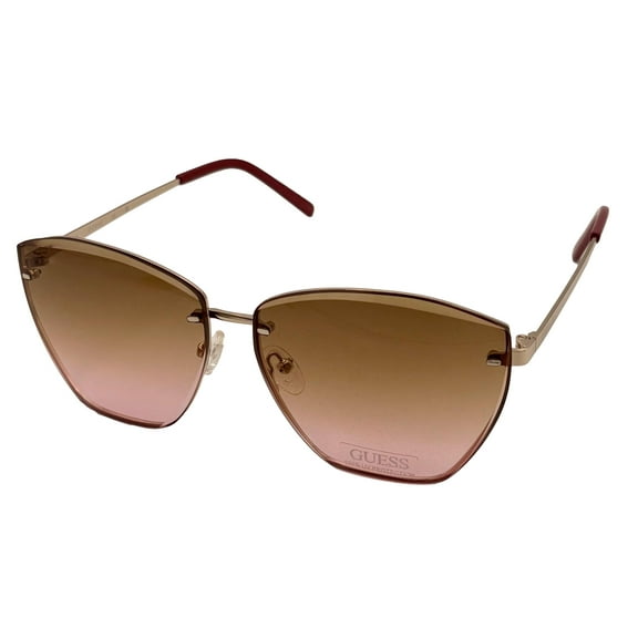 Guess Sunglass Womens Gold Rimless Cateye Metal Sunglass GF0401. 32F