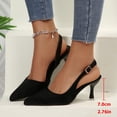 thumbnail image 4 of Miluxas Kitten Heels for Women Pointed Toe Pumps Leather Low Heel Slingback Heels with Buckle Dress Shoes for Dating Party Working Black 7.5(40), 4 of 9