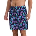 thumbnail image 2 of KLL purple flower blue Skull Men's Casual Summer Beach Shorts Hawaiian Shorts with Pockets-Large, 2 of 5