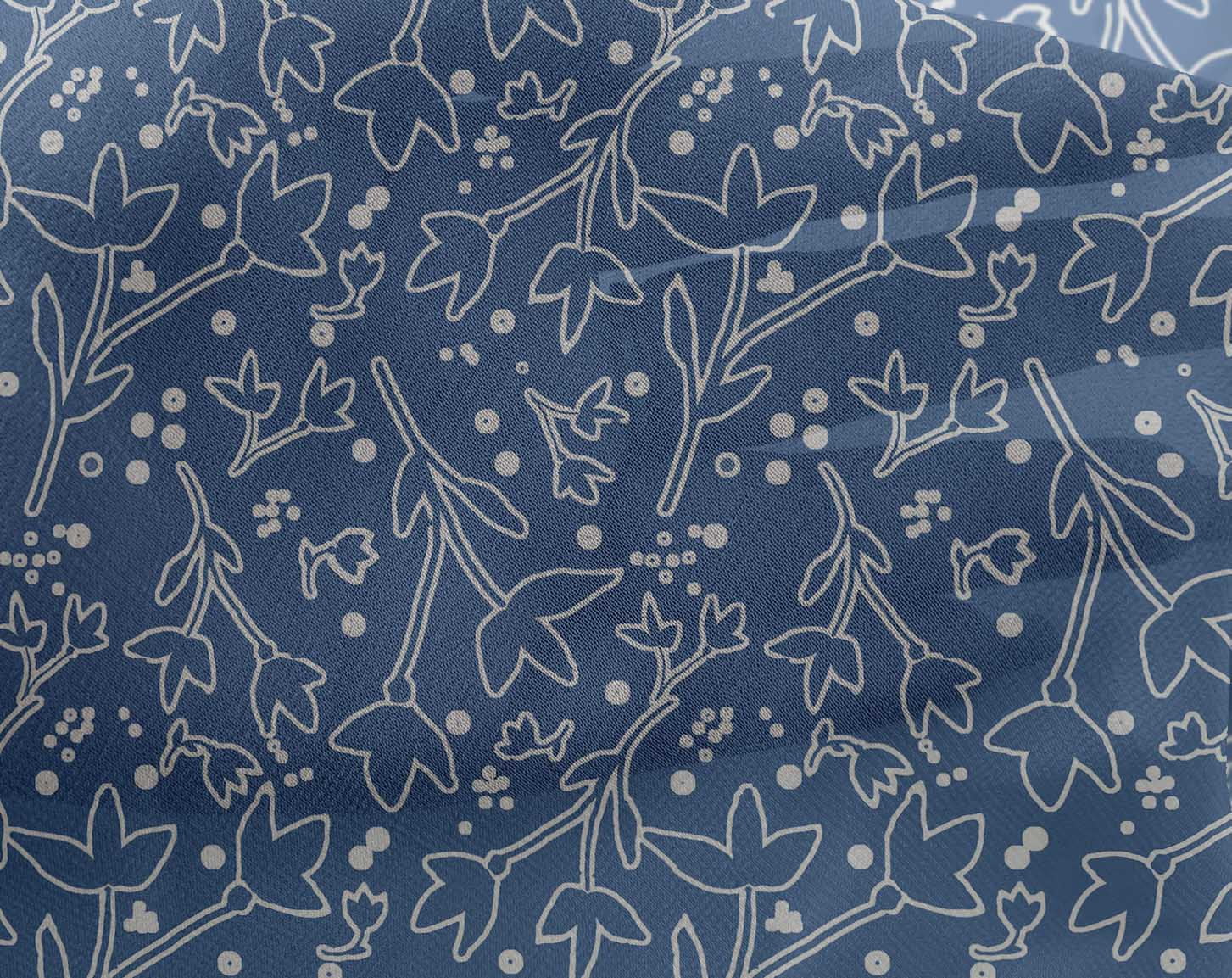 oneOone Georgette Viscose Dusty Blue Fabric Florals Sewing Material Print Fabric By The Yard 42 Inch Wide