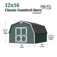 thumbnail image 3 of Little Cottage Co. 12x16 Classic Gambrel Barn with 4 ft. Sidewalls, Outdoor Wood Storage Shed Do-It-Yourself Precut Kit, 3 of 13