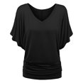thumbnail image 5 of Plus Size Women's V Neck T Shirt: Batwing Sleeve, Loose Fit, Solid Color, Comfortable, 5 of 5