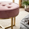 thumbnail image 4 of Cortesi Home Rosa Round Ottoman, Blush Pink Velvet with Brushed Gold Stainless Steel, 4 of 4