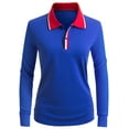 thumbnail image 1 of CLOVERY Women's Activewear 2-Button Long Sleeve Point Collar Polo Shirt (S-3XL), 1 of 5