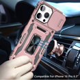 thumbnail image 3 of For iPhone 16 Pro 6.3 inch Utter Tough Metal Ring Movable Camera Window Hybrid Case Cover - Rose Gold, 3 of 3