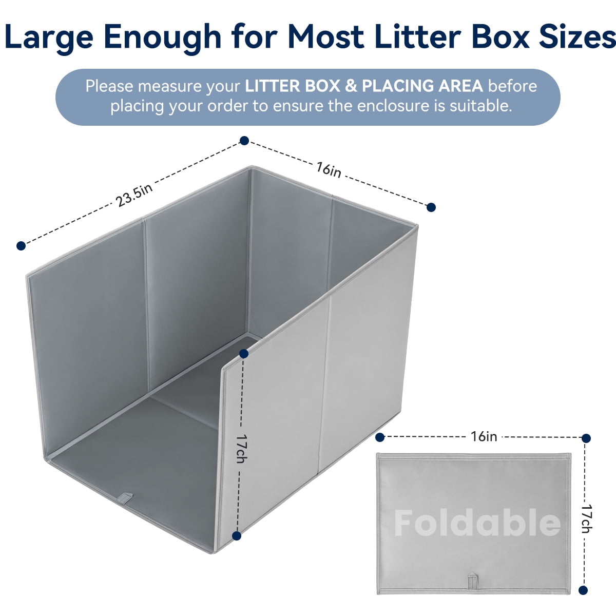DOMIPET Foldable Cat Litter Box Enclosure Splash Guard XLarge with Removable Mat, Tall for Litter Contained High Side Out Litter Box Keeping Litter Off Floor Easy Clean