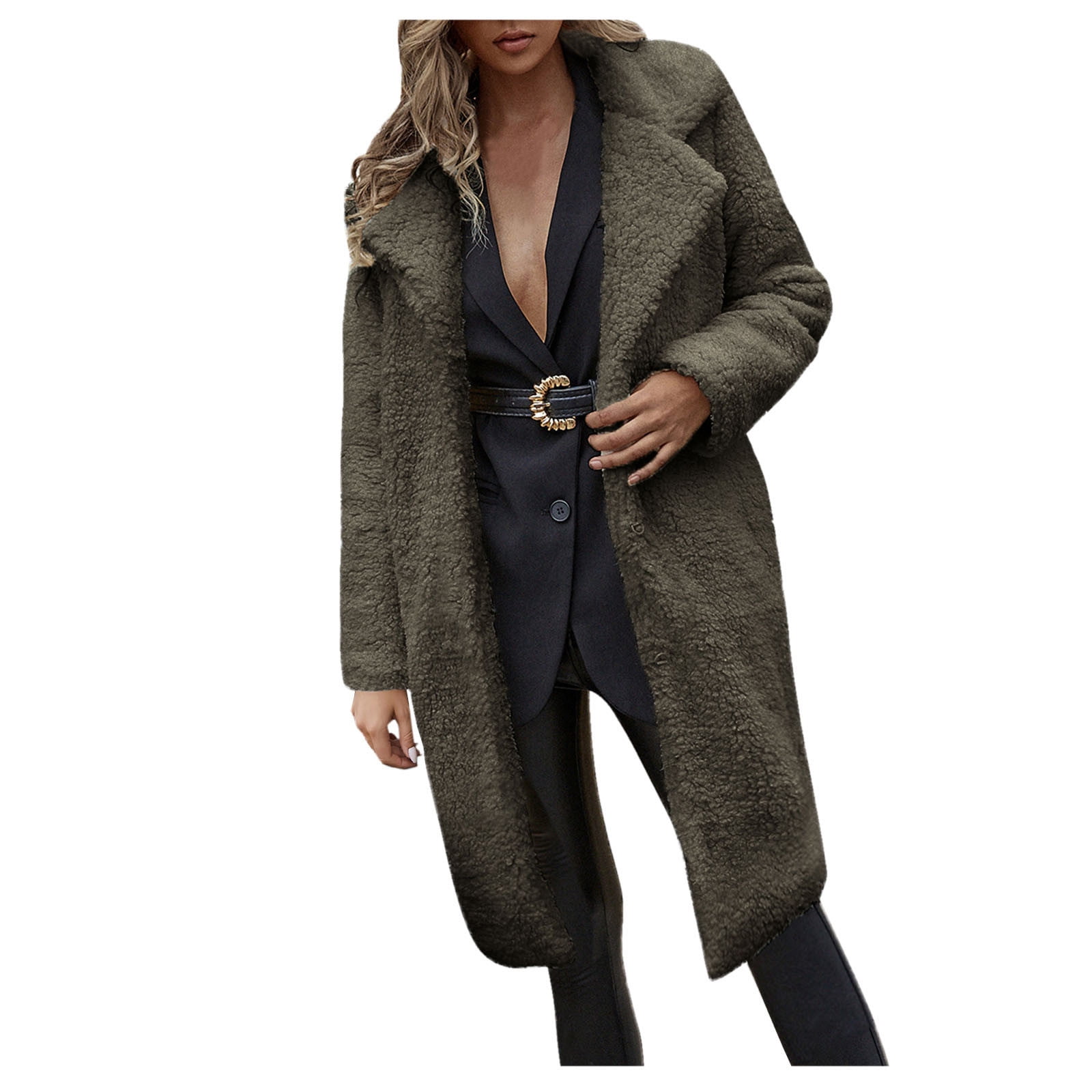 Outfmvch winter coats for women Warm Winter Solid Turn Down Collar