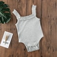 thumbnail image 6 of Newborn Baby Girl Suspenders Jumpsuit, Sleeveless Ruffle Knitted Casual Romper, 6 of 7
