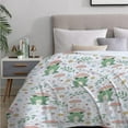 thumbnail image 3 of Yibo Cute Frog and Mushrooms Blanket Flannel Soft and Comfortable Anti-static Bed Sofa Blanket, 3 of 7