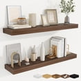 thumbnail image 2 of Floating Shelves for Wall Wall Mounted Wood Floating Shelf with Invisible Brackets for Living Room Bathroom Bedroom Kitchen Storage and Decor 36 Inch Set of 2 Walnut, 2 of 7