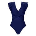 thumbnail image 5 of UJNDER One-Piece Swimsuit Ruffle Bikini Style Monokini for Beach Pool and Swimwear with Flouncy Detail Bathing Suit for Women Navy XXL, 5 of 5