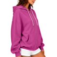 thumbnail image 4 of Zip up Hoodies for Women Fall Winter Long Sleeve Drawstring Hooded Sweatshirts Loose Fit Casual Jackets with Pocket S, 4 of 5