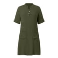 thumbnail image 7 of Horkkom Casual Dresses for Women Summer V Neck Short Sleeve Mini Dresses Solid Color Loose Tshirt Dress with Pockets S, 7 of 7