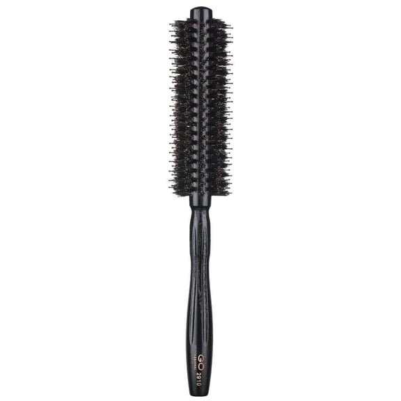 Perfehair Round Brush with Natural Boar and Nylon Bristles, Small Volumizing Hair Brush- 1.7 Inch Diameter Barrel, Black