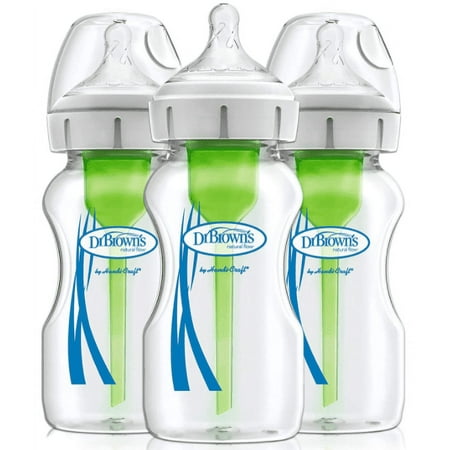 Wide Neck Feeding Bottle Options+ With Level 1 Teat, 3 Pack