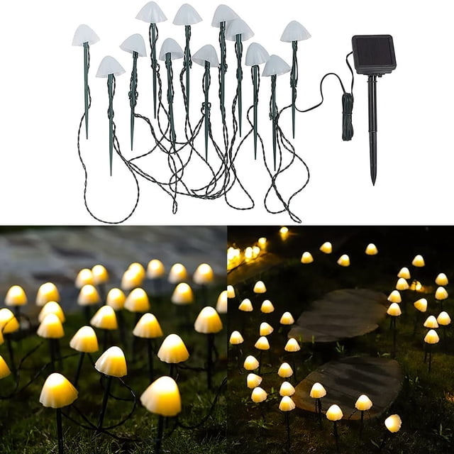 Luces de hadas solares al aire libre, luz solar LED Cadena de setas Luz impermeable al aire libre Jardín Césped Estacas Lámparas Patio Arte para la decoración del patio del hogar Vhermosa LKX-1700
