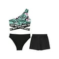 thumbnail image 3 of TTAO Girls 3 Piece Swimsuit Floral Swimwear Bathingn Suit Summer Beach Sports Swimming Costume Green&Black 10, 3 of 7